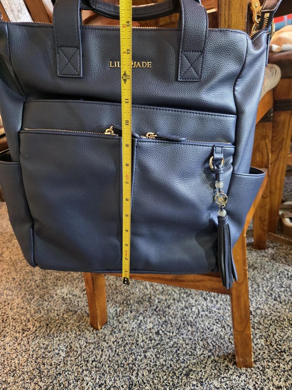 Lily Jade Caroline Navy Blue Pebbled Vegan Leather Convertible Diaper Bag/Tote👜 - Picture 15 of 16